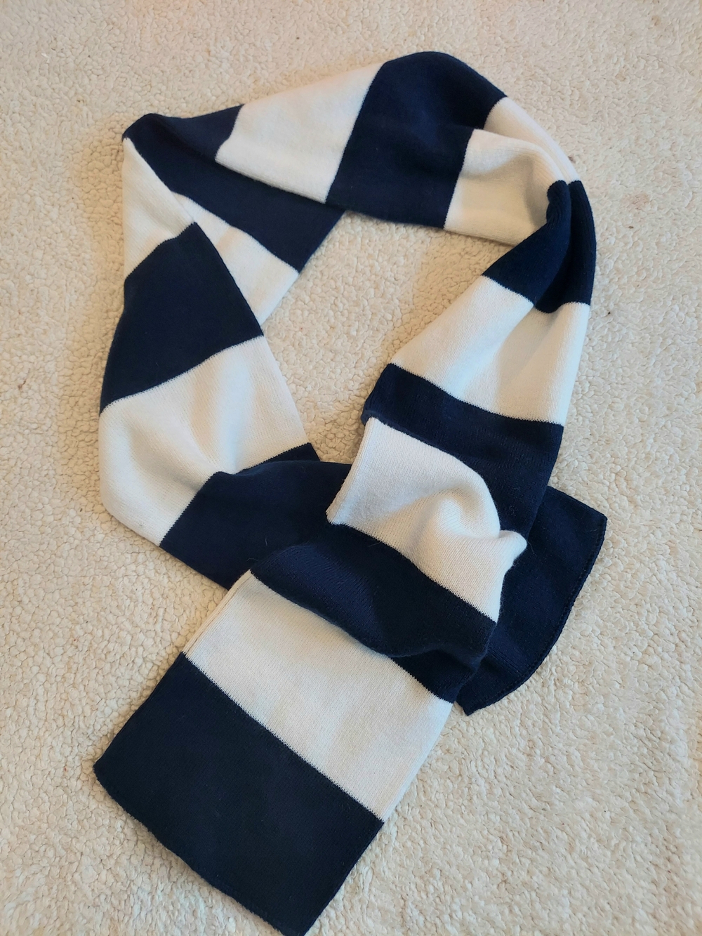Sportsman Rugby Navy Blue and White Striped Acrylic Scarf Unisex